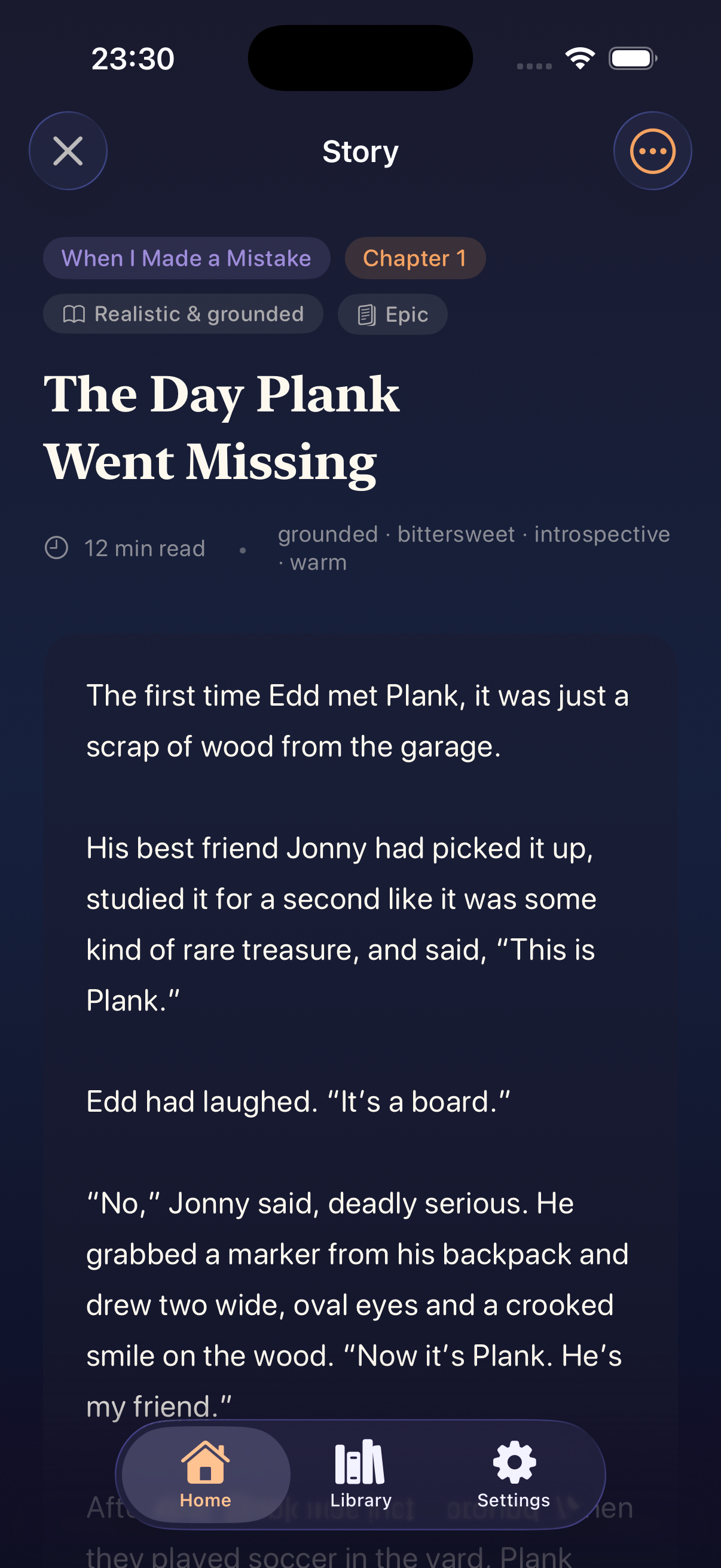 App screenshot — Read together tonight